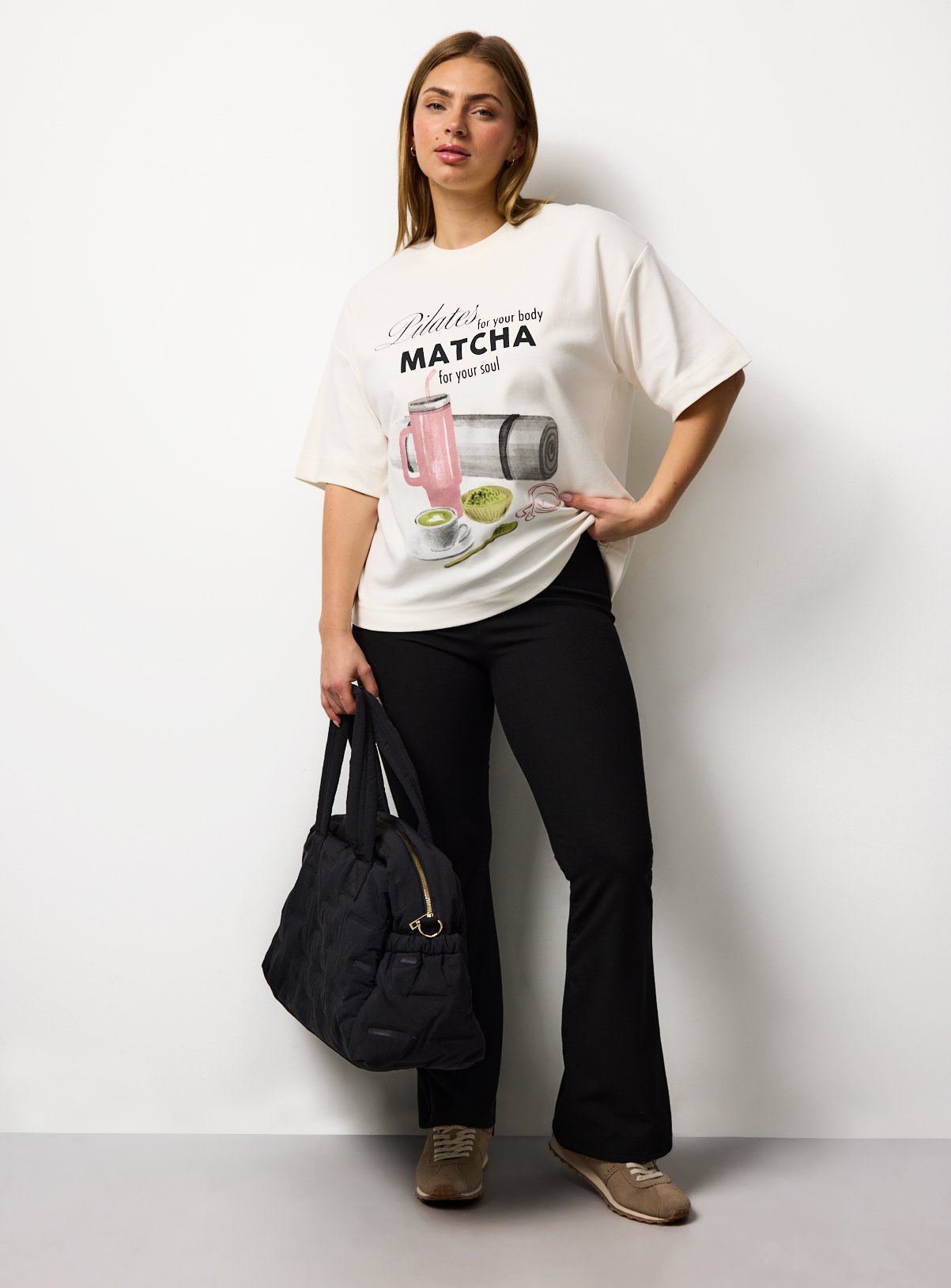 Pilates Matcha Oversized Graphic Print T-Shirt S