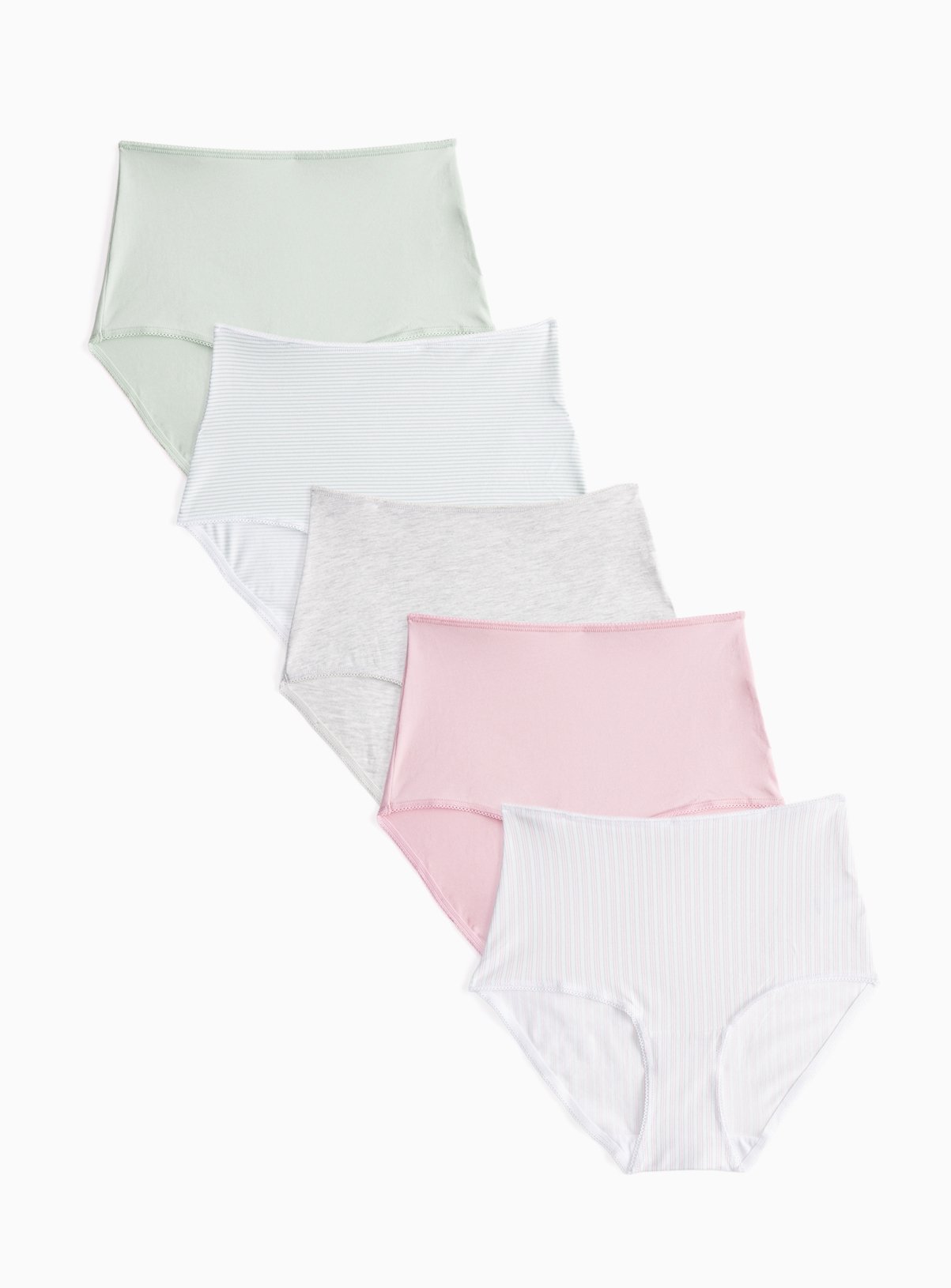 Green Stripe Print Full Brief Knickers 5 Pack 22