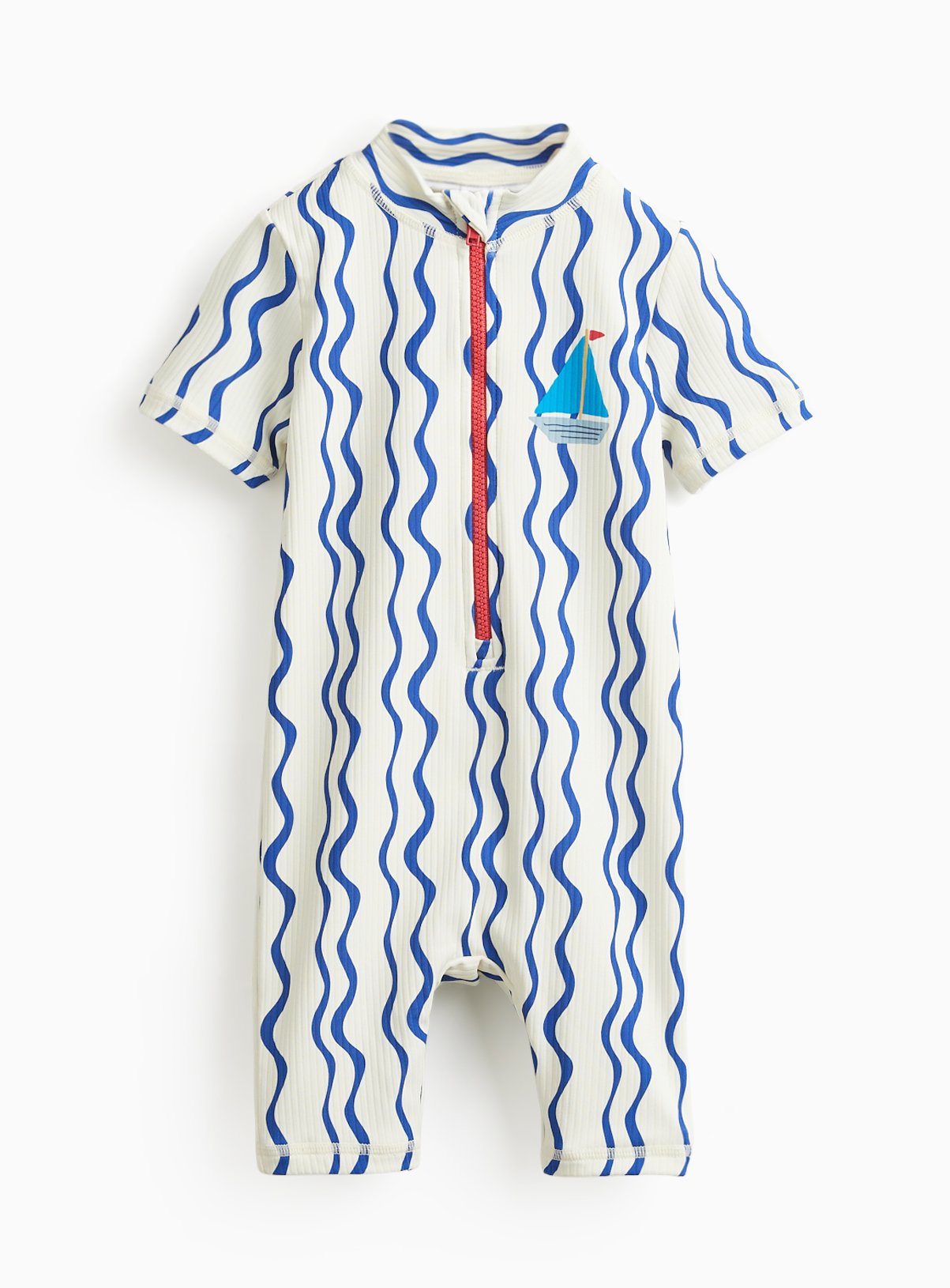 Blue Wavy Print Swim Suit Up to 3 mths