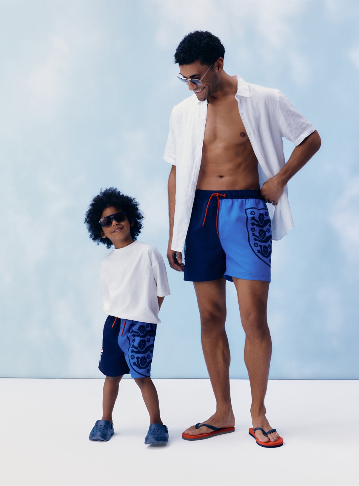 Navy England Print Swim Shorts 