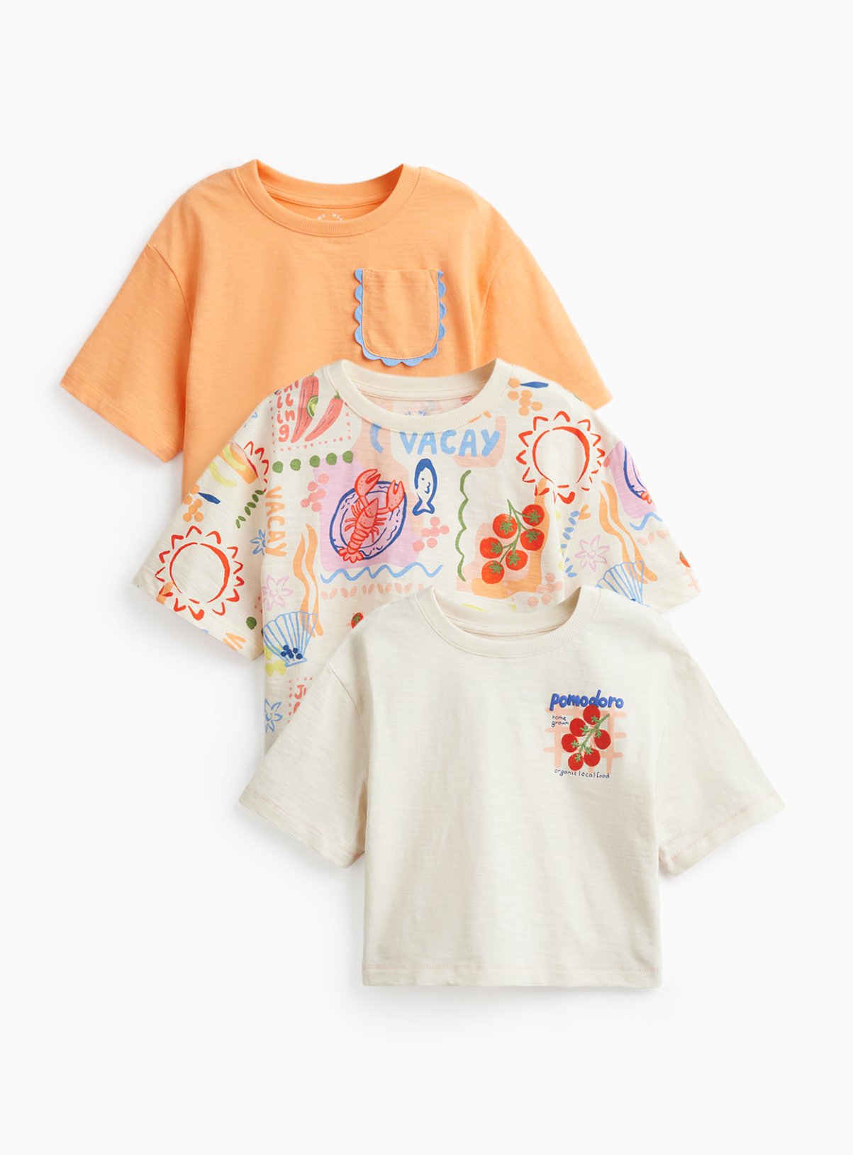 Boxy Pomodoro Print T-Shirts 3 Pack 2-3 years