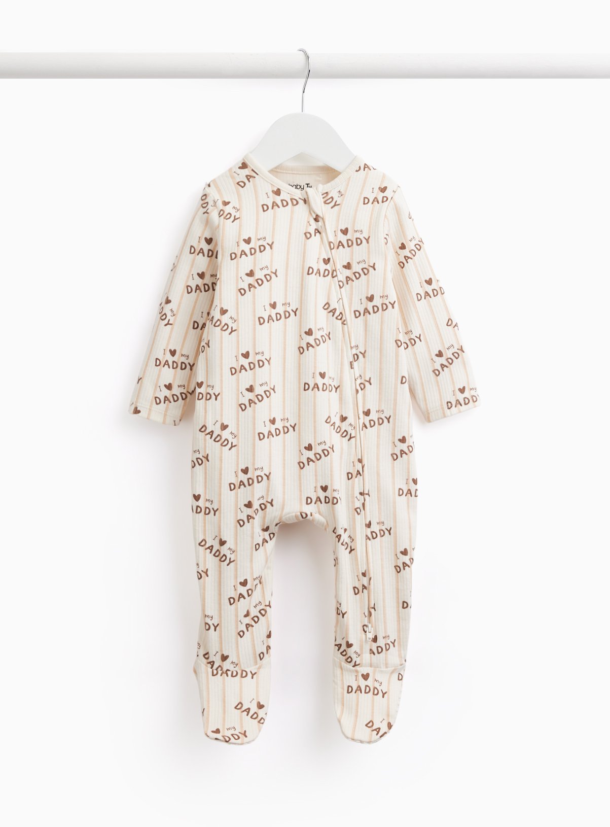 Cream I Heart Daddy Print Ribbed Sleepsuit