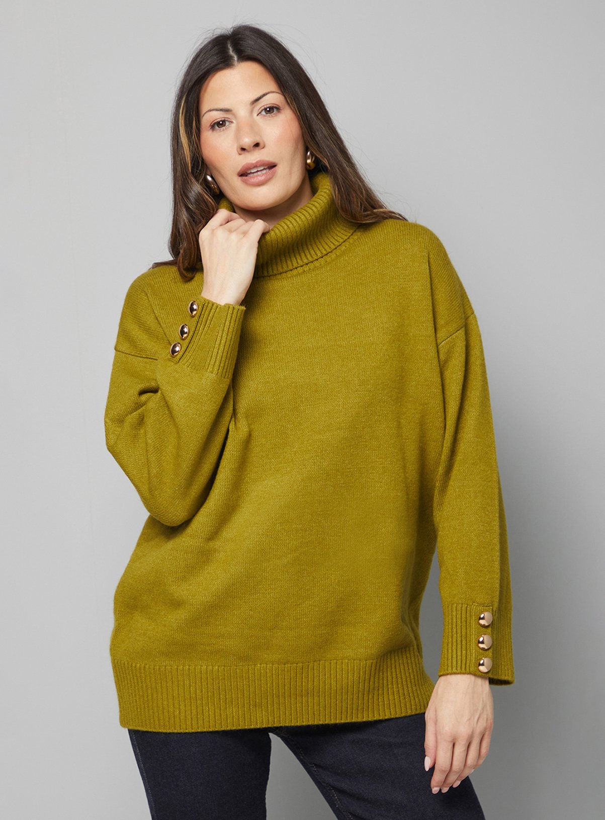 WALLIS Roll Neck Button Cuff Jumper