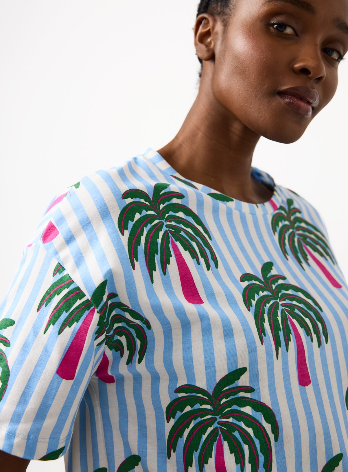 Stripe Palm Print Sleep Tee