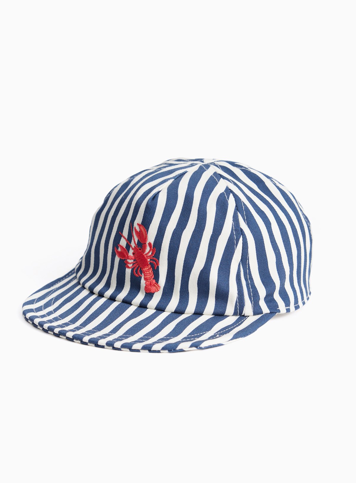 Navy Stripe Lobster Motif Cap Up to 3 mths