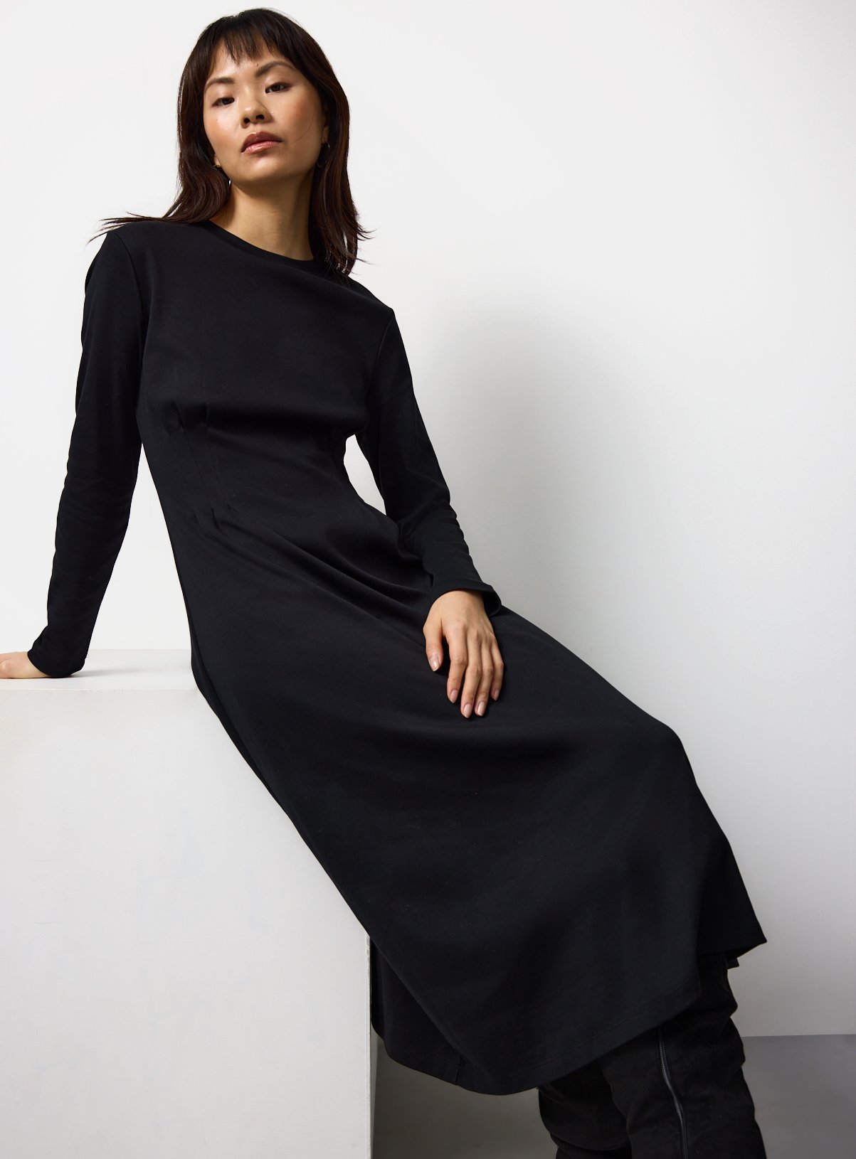 Black Cinched Interlock Jersey Dress 18