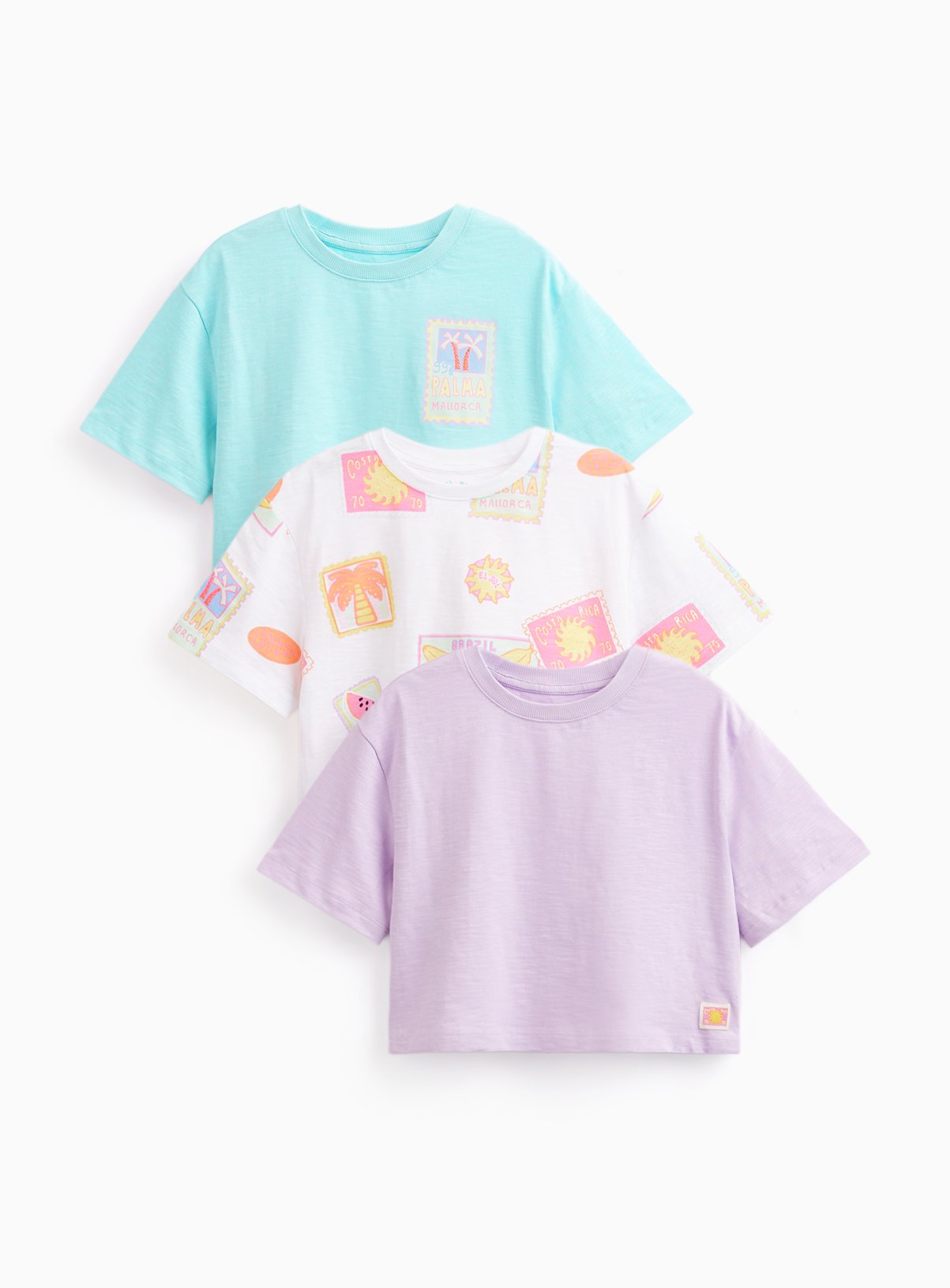 Sticker Print Boxy Fit T-Shirts 3 Pack 1-2 years