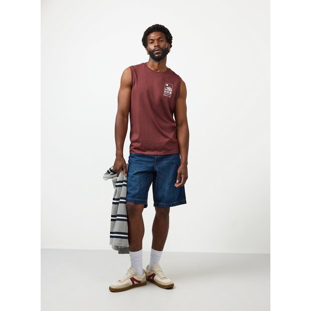 トップス 00s japanese label grunge tank top boro Buy Dark Red Japanese Graphic Tank Vest L | T-Shirts | Argos