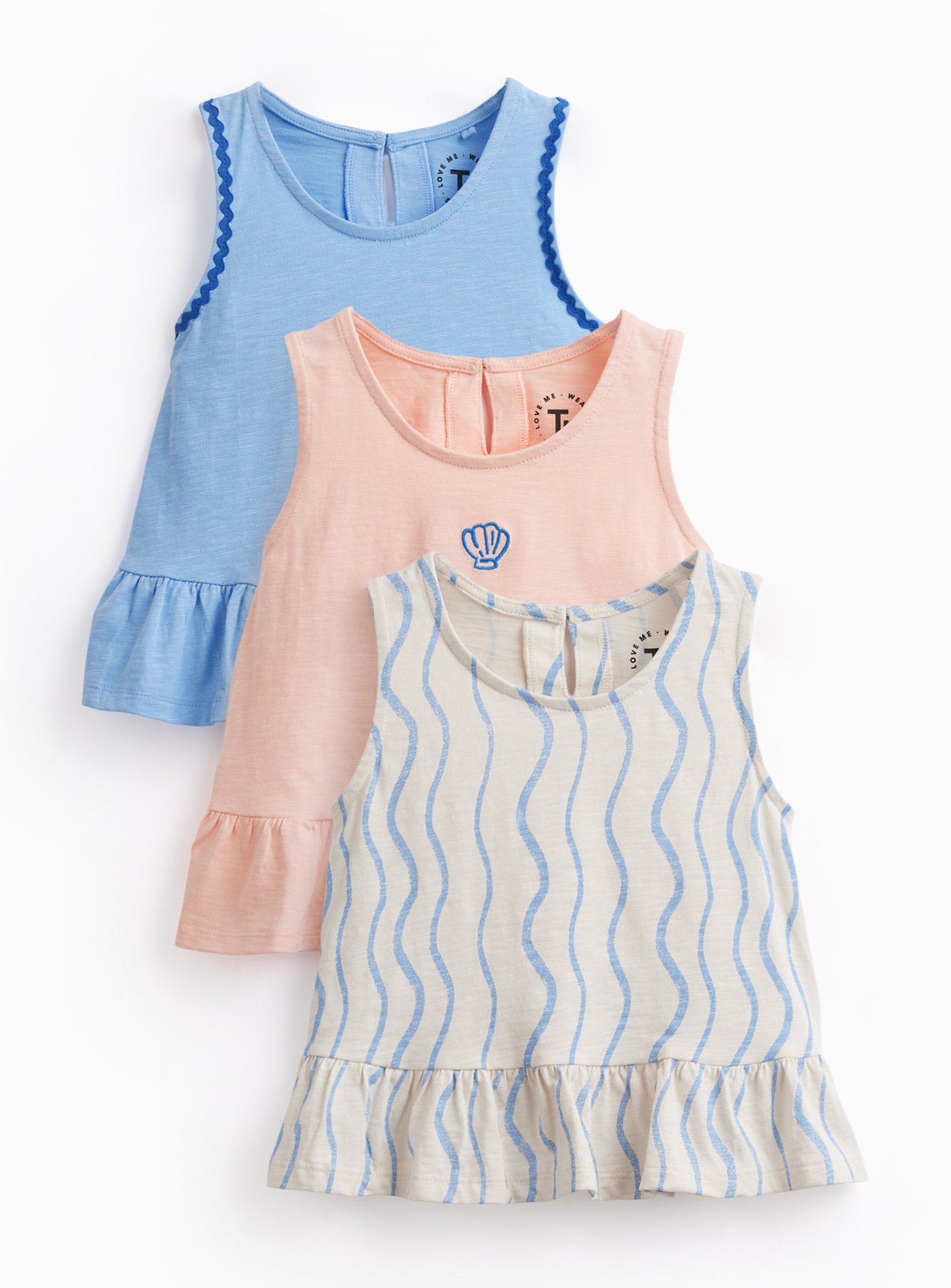 Peplum Hem Vest Tops 3 Pack 