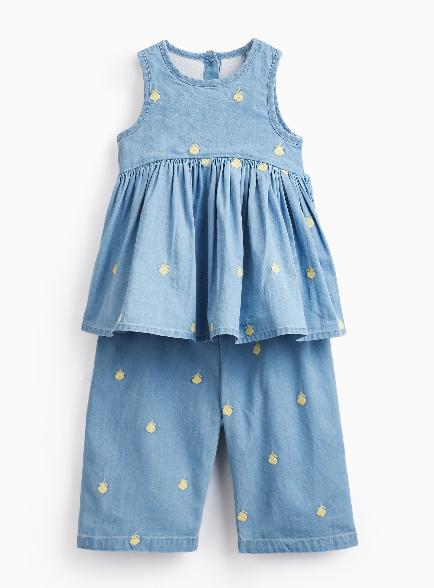 Blue Denim Lemon Print Top & Trousers Set 3-6 months
