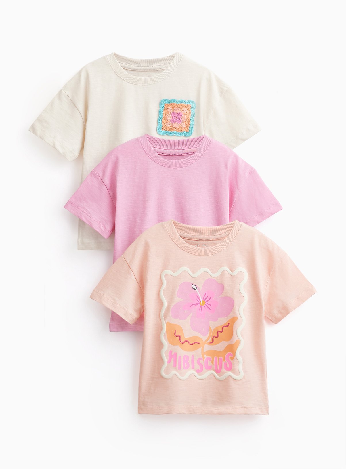 Floral Graphic Relaxed Fit T-Shirts 3 Pack 