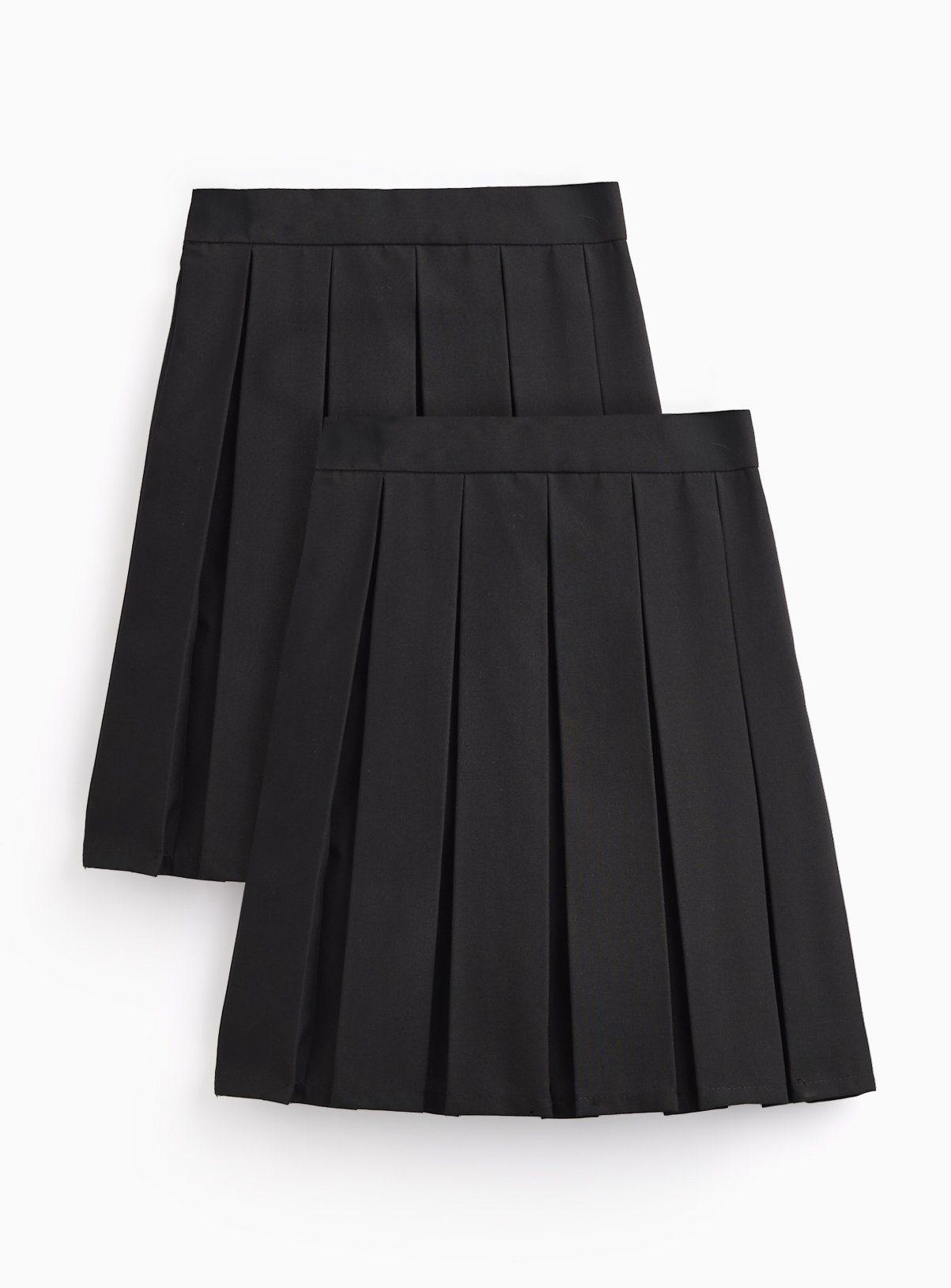 2 Pack Black Permanent Pleat Skirts Longer Length 7 years
