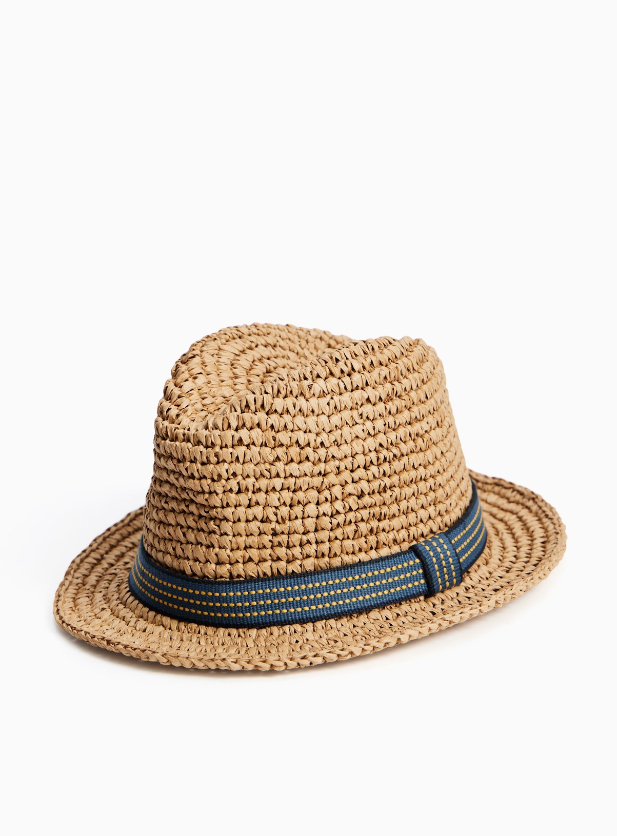 Natural Raffia Packable Trilby Hat 
