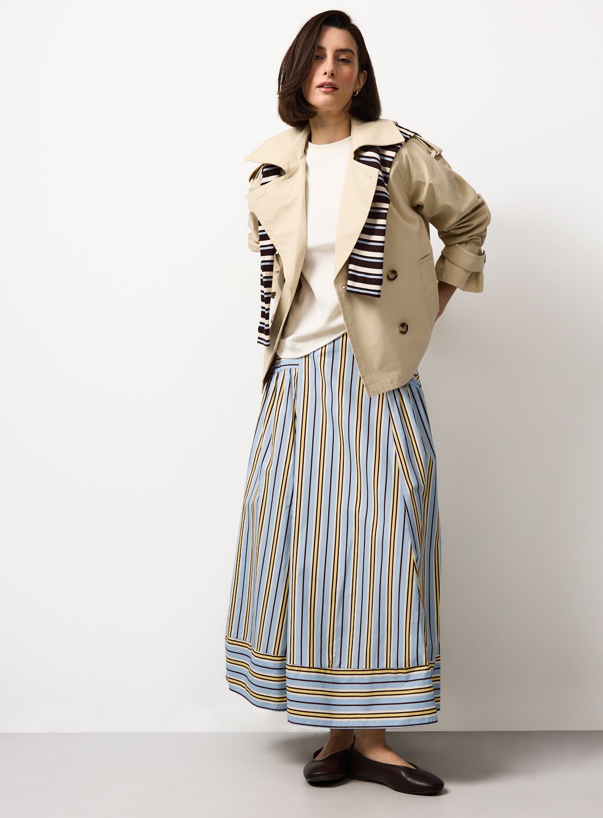 Blue Stripe Woven Midaxi Skirt 