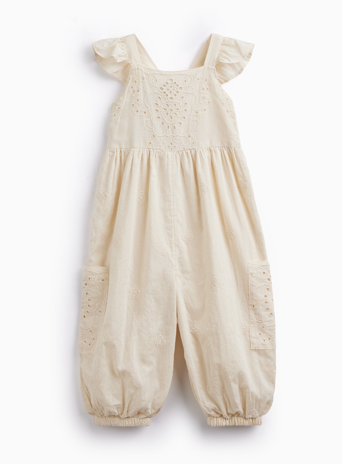 White Broderie Detail Strappy Jumpsuit 