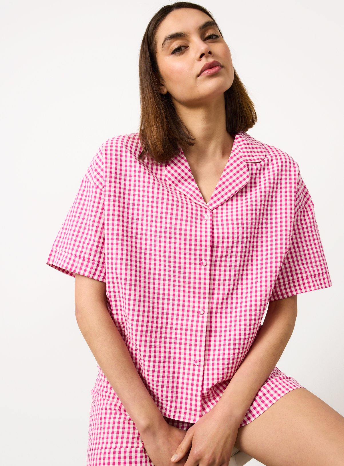 Gingham Print Shortie Traditional Pyjamas 