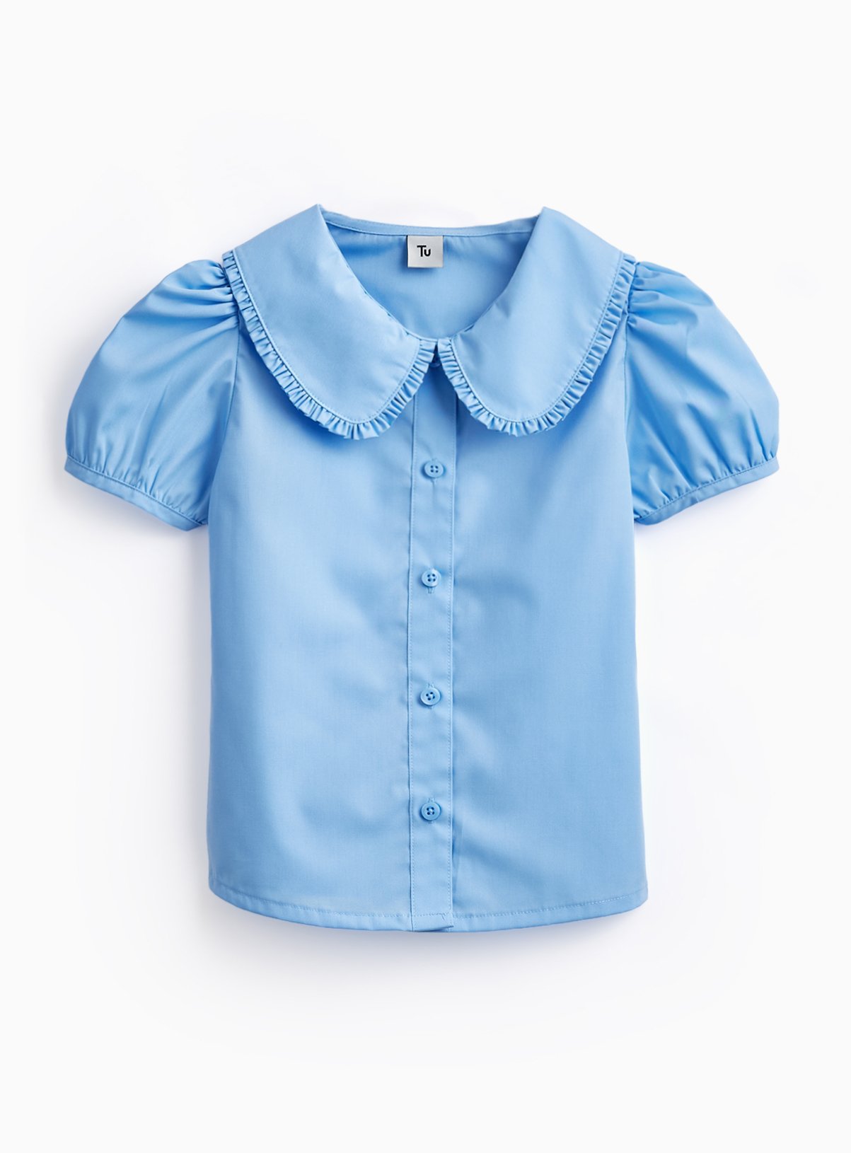 Blue Large Collar Short Sleeve Blouse 8 years