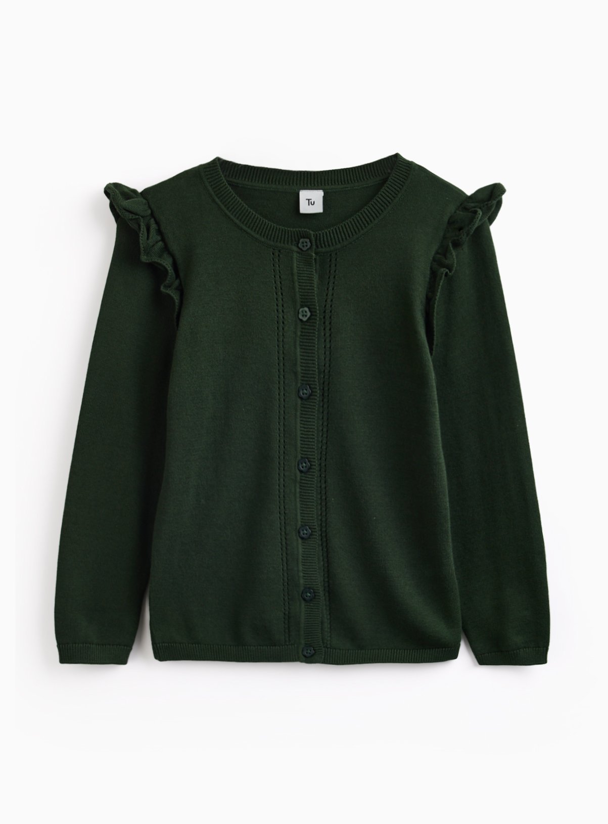 Green Knitted Cardigan with Frill Sleeve 8 years