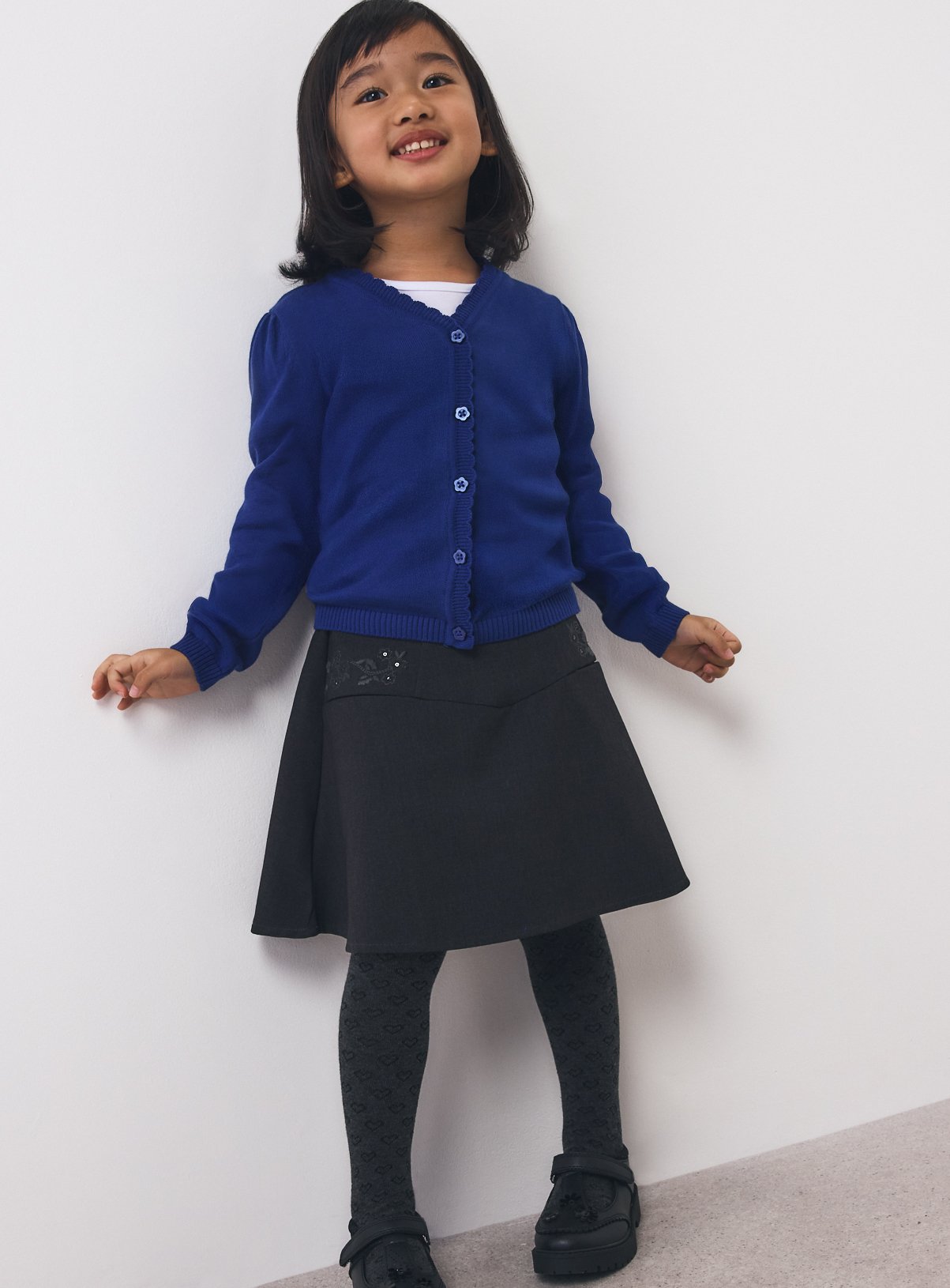 Grey Embroidered Skater Skirt  7 years