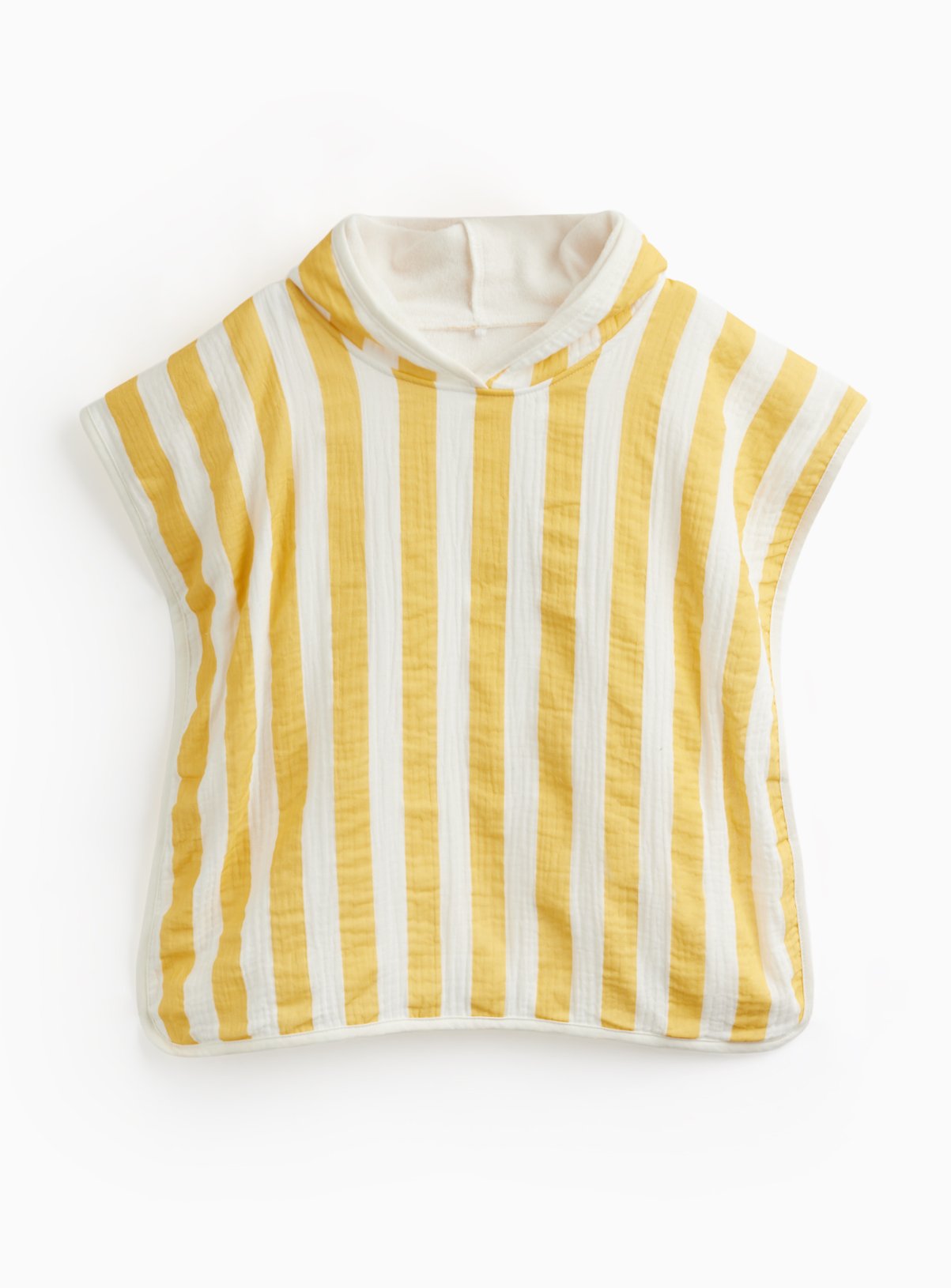 Yellow Stripe Print Double Cloth Poncho Hooded Towel One Size