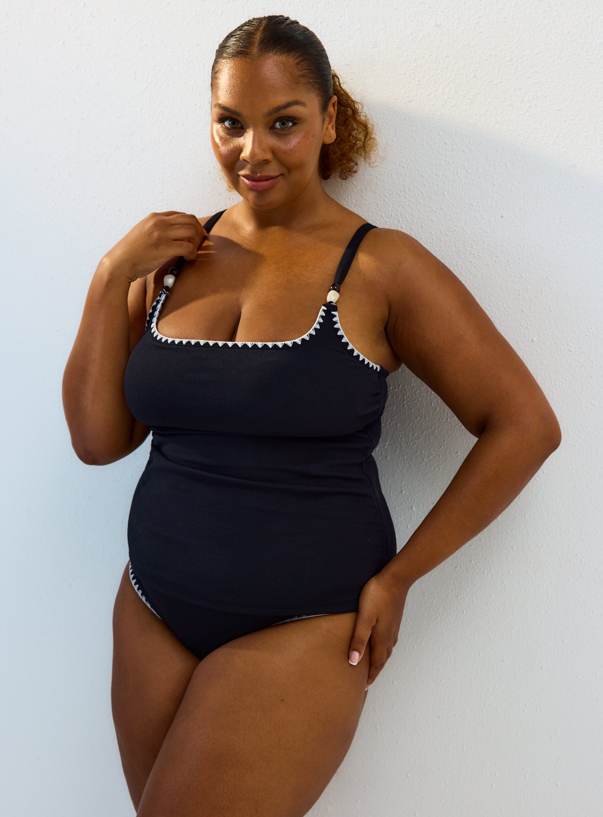 Black Blanket Stitch Tankini Top 10