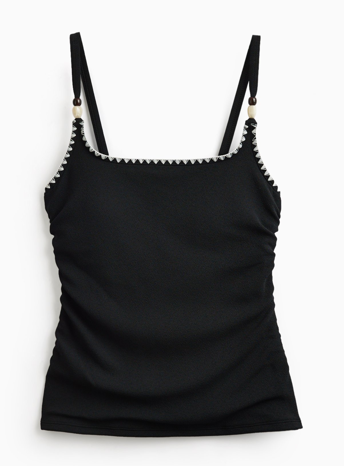 Black Blanket Stitch Tankini Top 