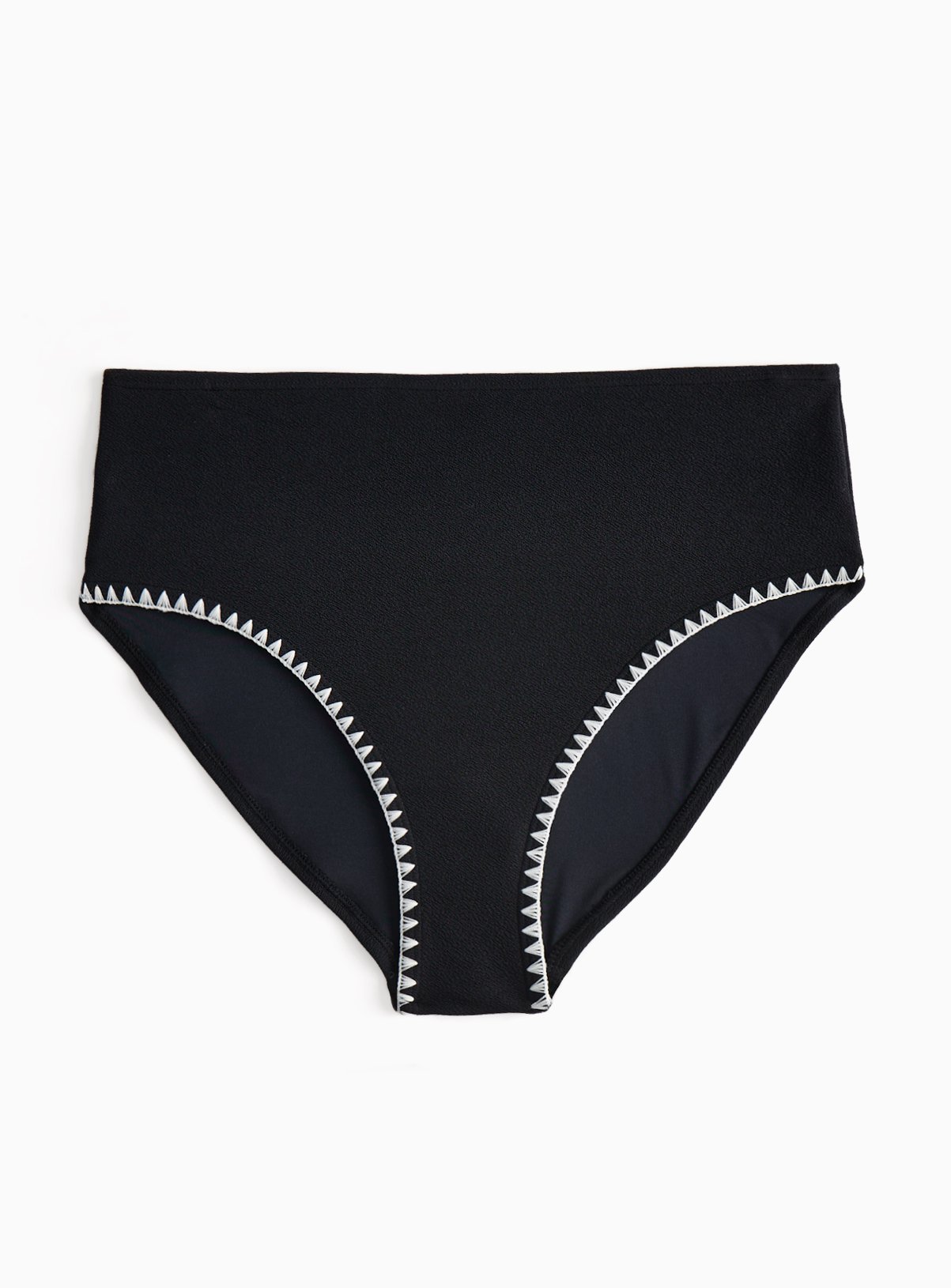Black Blanket Stitch Tankini Full Brief Bikini Bottoms 