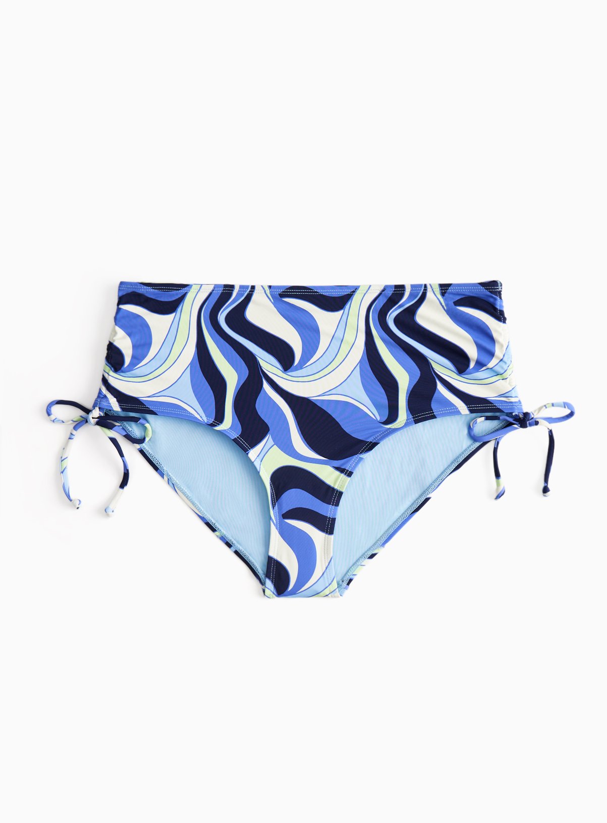 Blue Wave Print Full Brief Bikini Bottoms