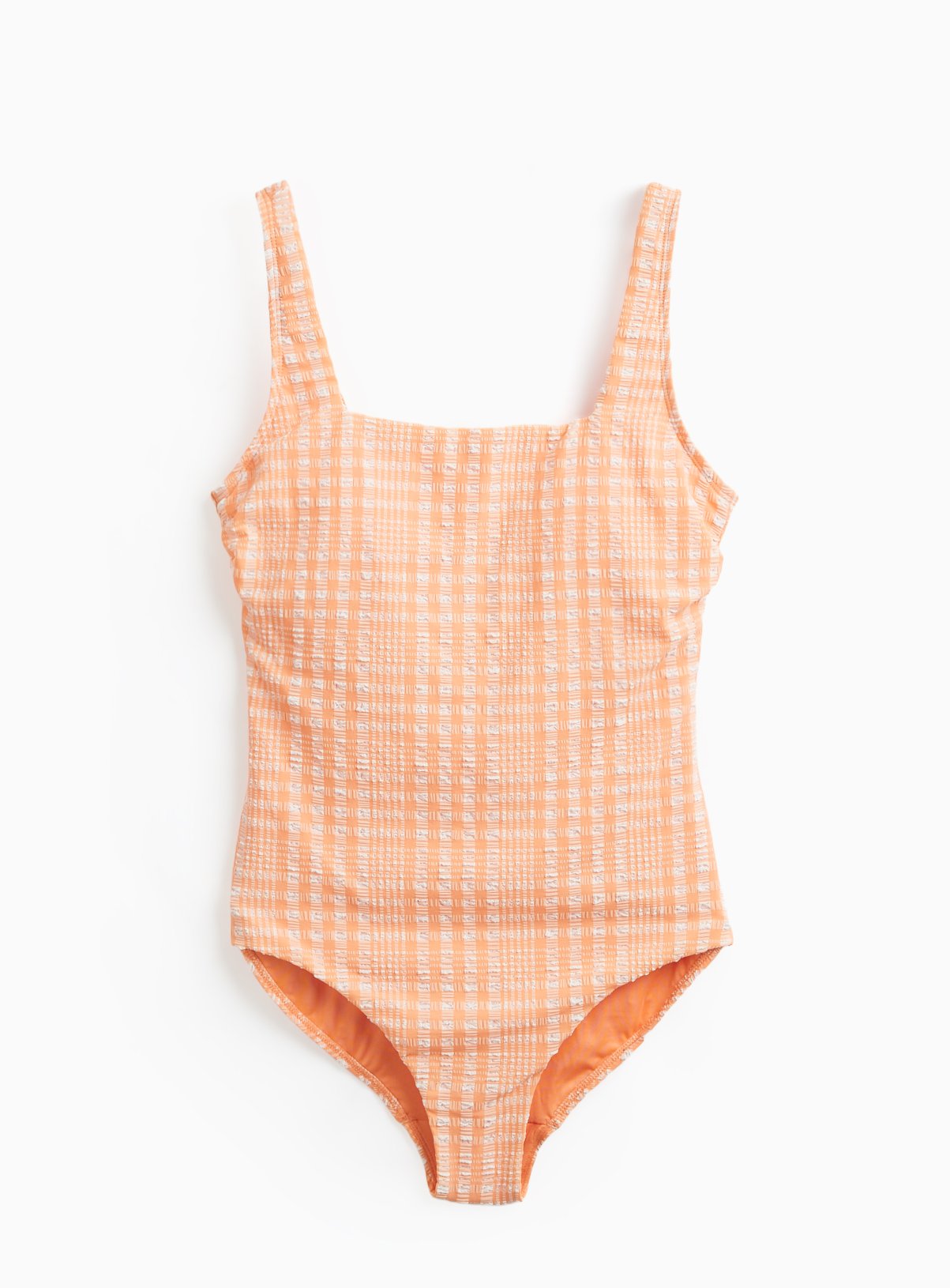Orange Gingham Print Swimsuit 