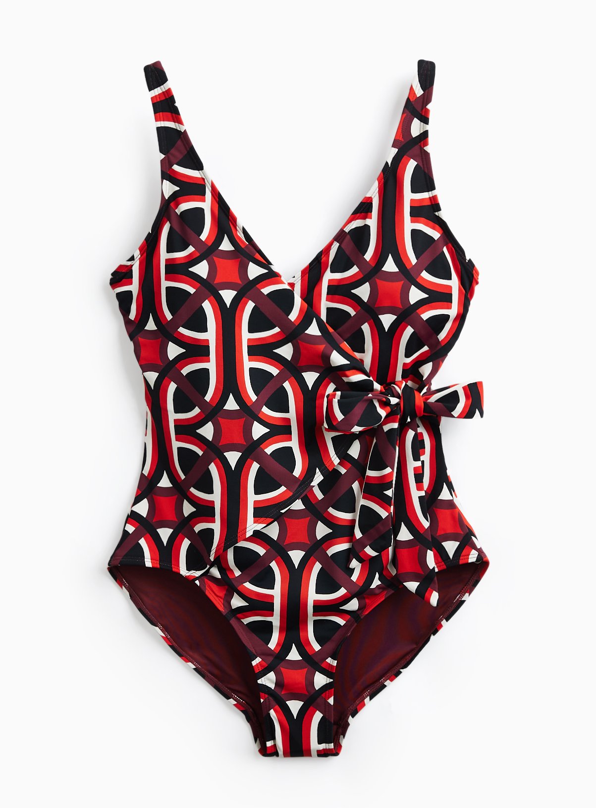 Geo Print Wrap Front Swimsuit 