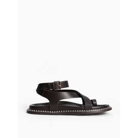 Brown Stitch Detail Footbed Sandals