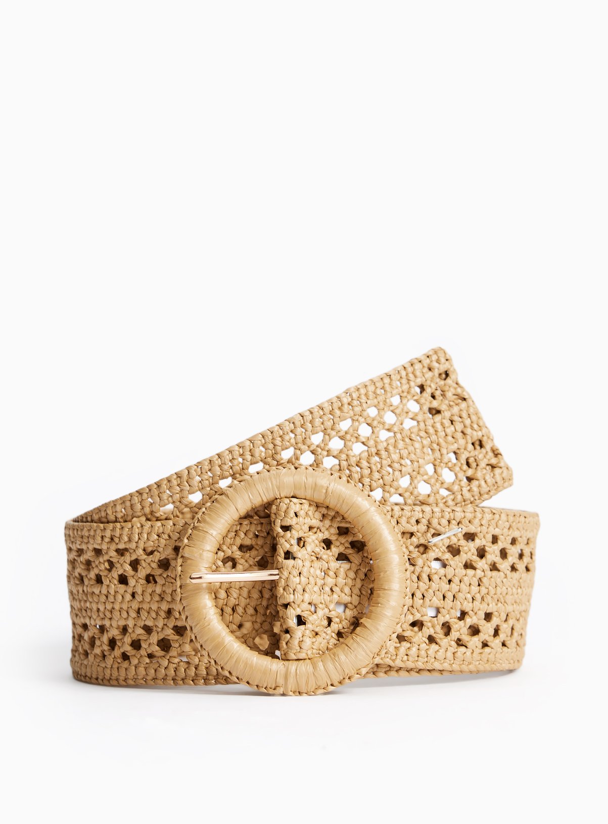 Stone Round Buckle Straw Belt 