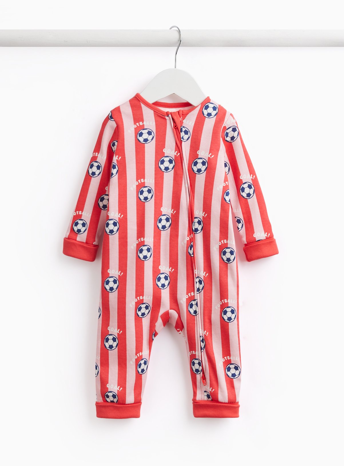 Red Stripe Football Print Sleepsuit 12-18 months