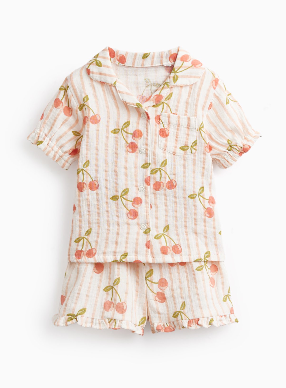 Cherry Stripe Shortie Pyjama Set