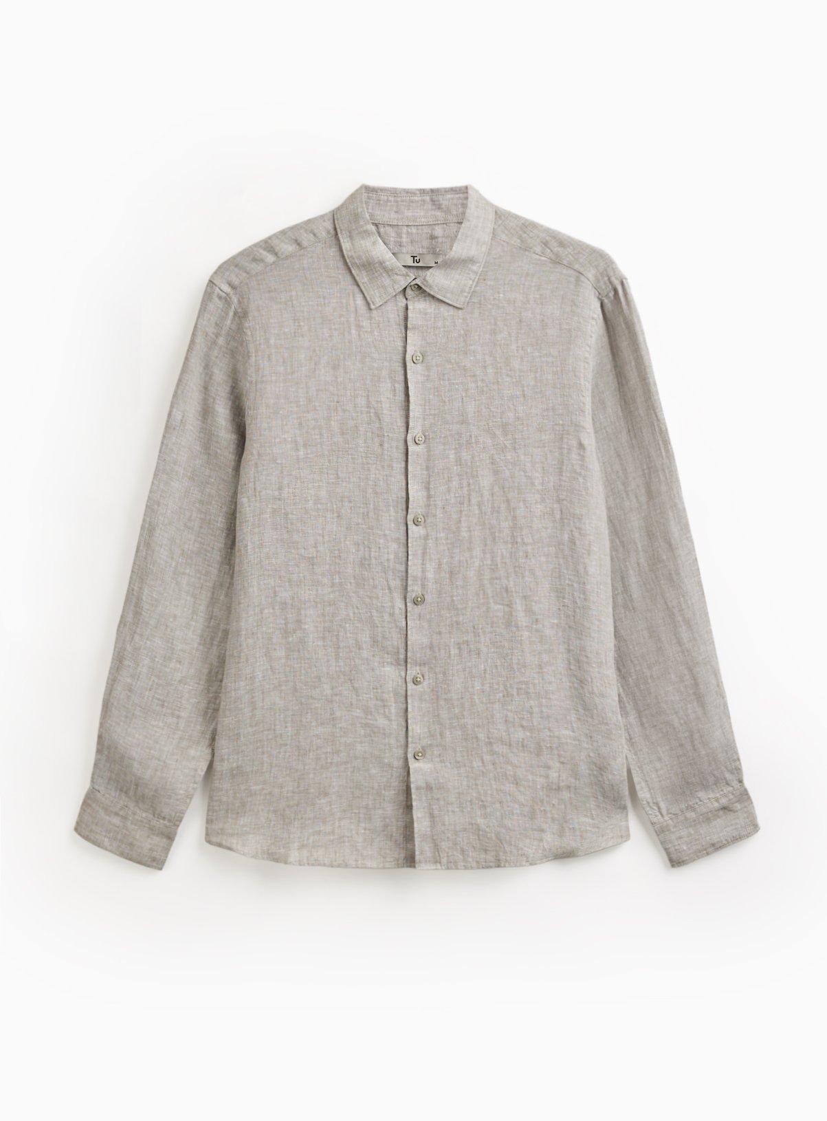 Light Green Pure Linen Long Sleeve Shirt L