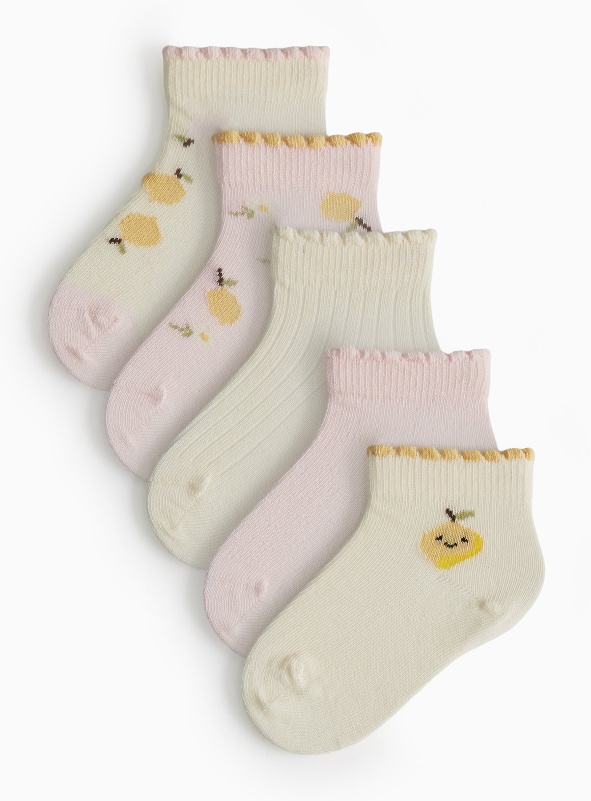 Lemon Print Ankle Socks 5 Pack 