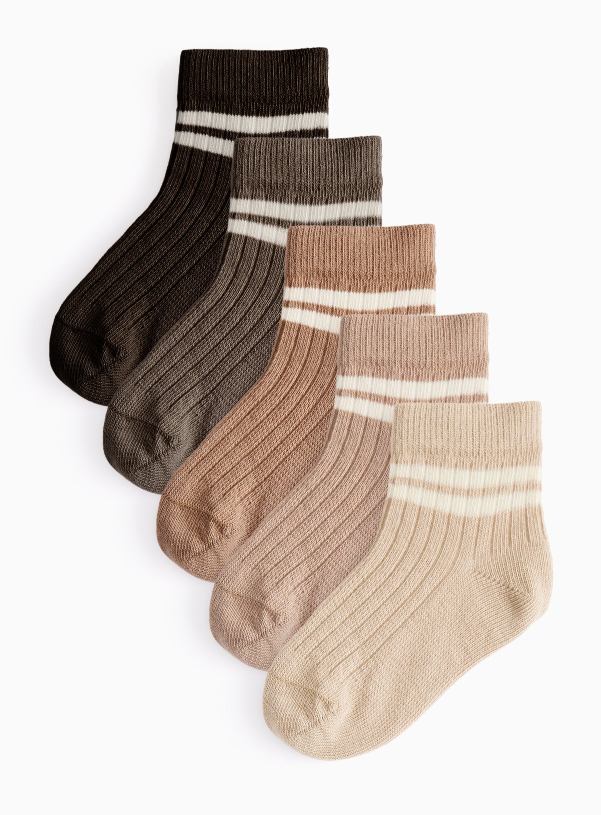 Brown & Neutral Stripe Ankle Socks 5 Pack 