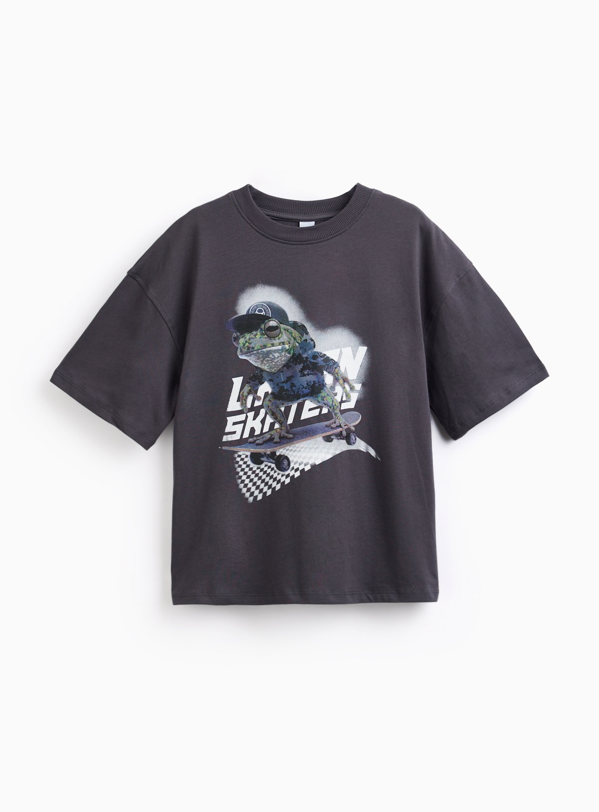 Charcoal Skater Frog Graphic T-Shirt