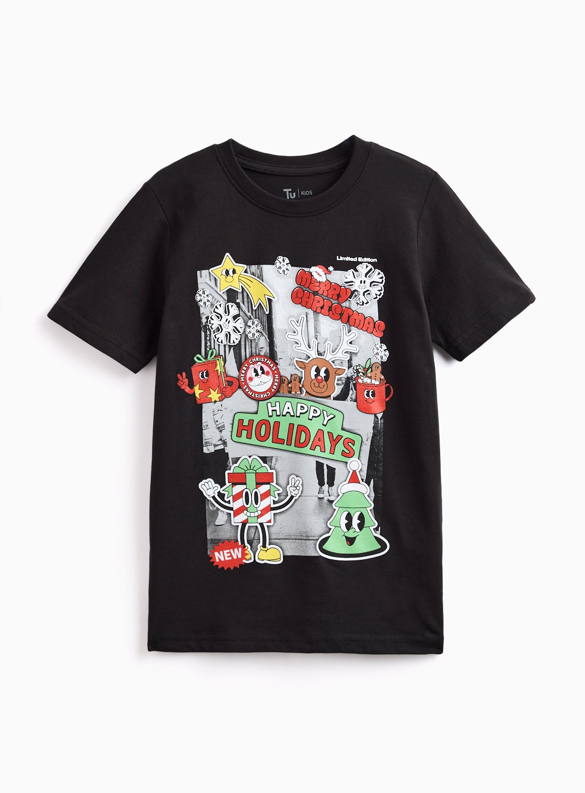 Black Happy Holidays Christmas T-Shirt 