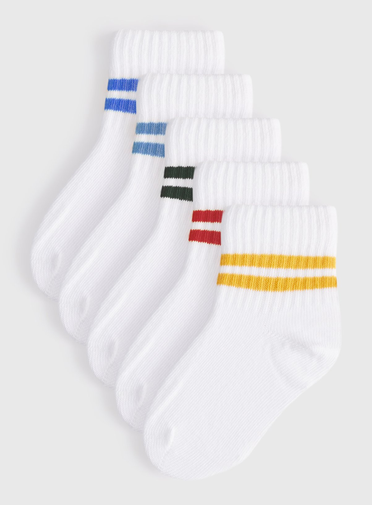 White Stripe Sports Ankle Socks 5 Pack 