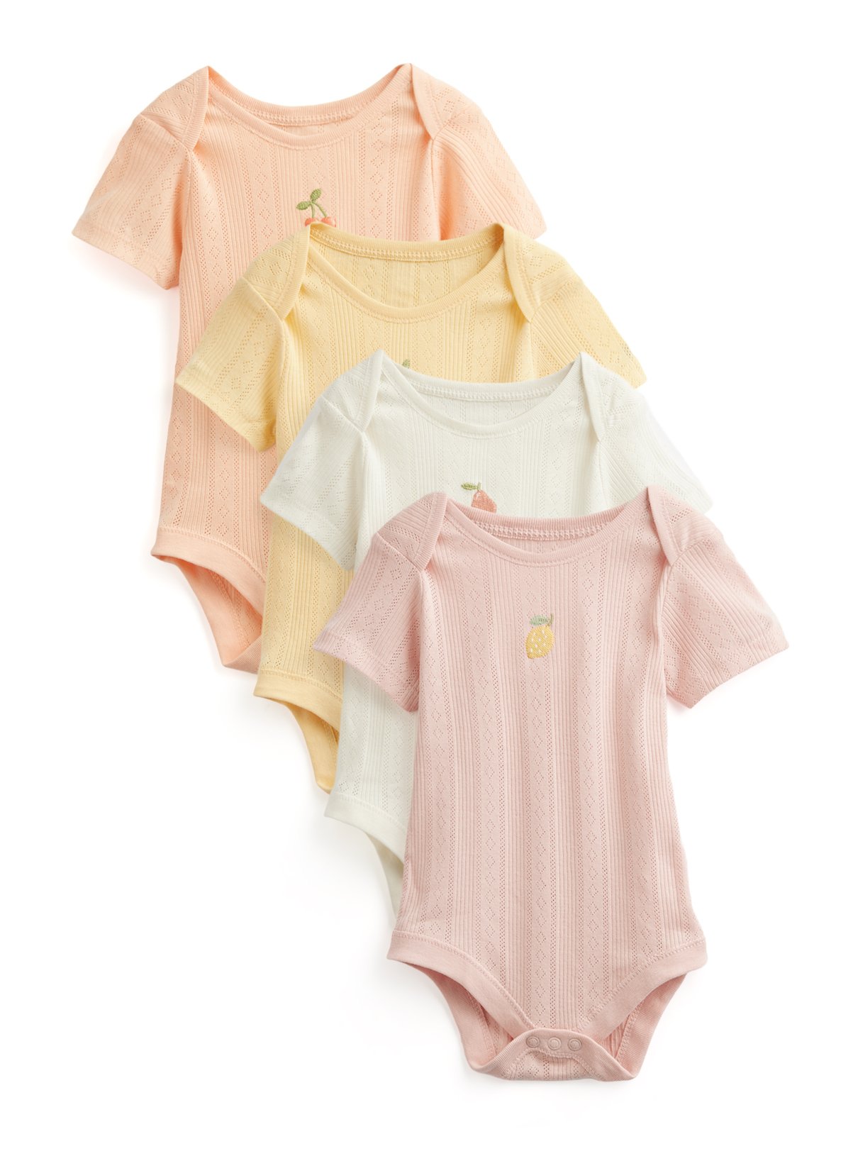 Fruit Print Pointelle Bodysuits 4 Pack