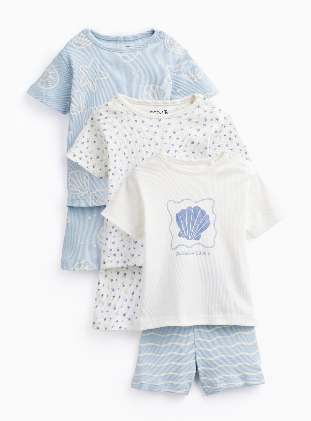 Shell Print Shortie Pyjamas 3 Pack Up to 3 mths