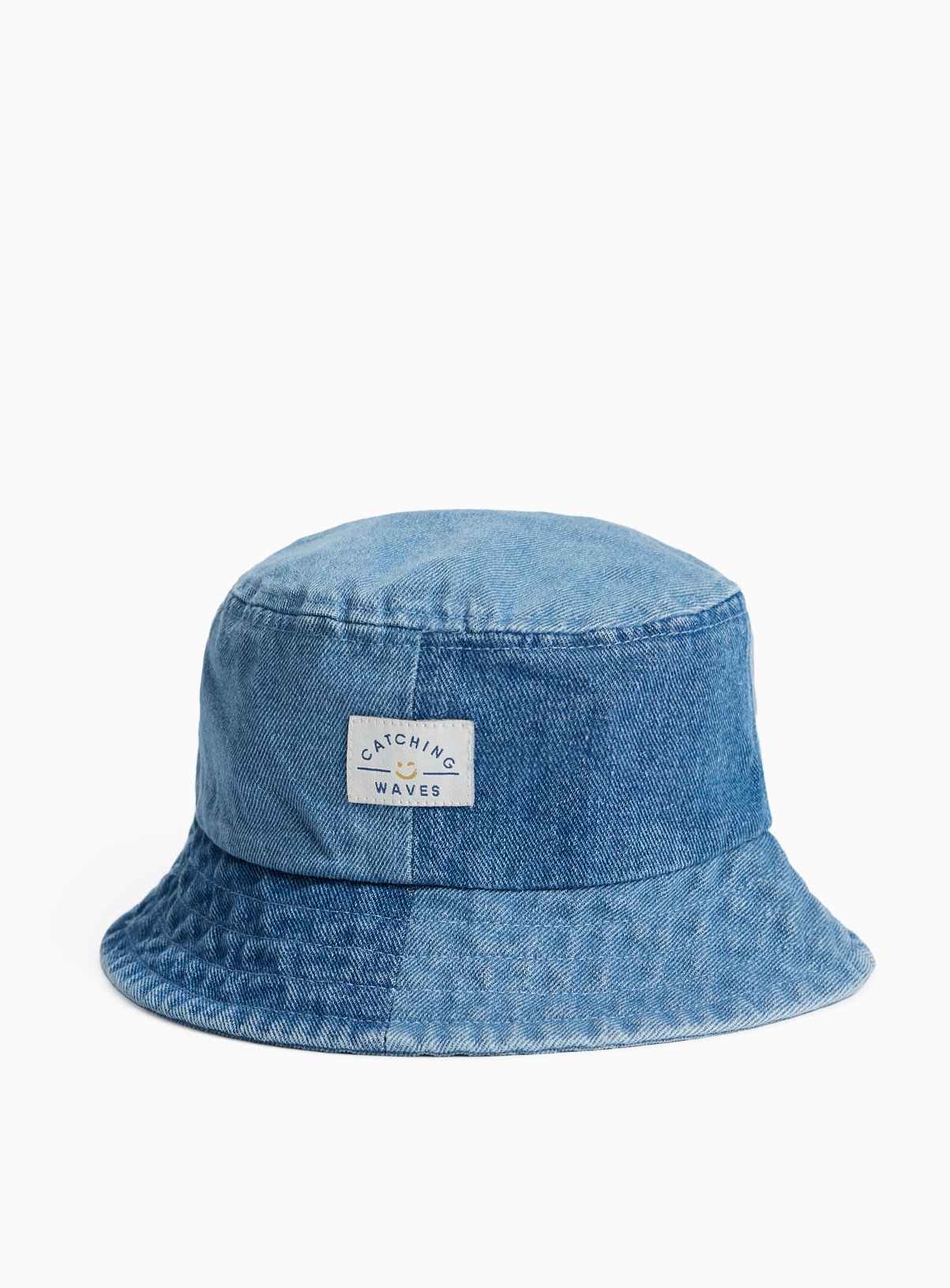 Blue Denim Colour Block Bucket Hat 