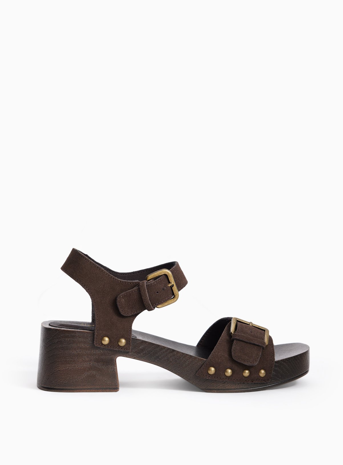Brown Wood Effect Two Part Clog Sandals 8