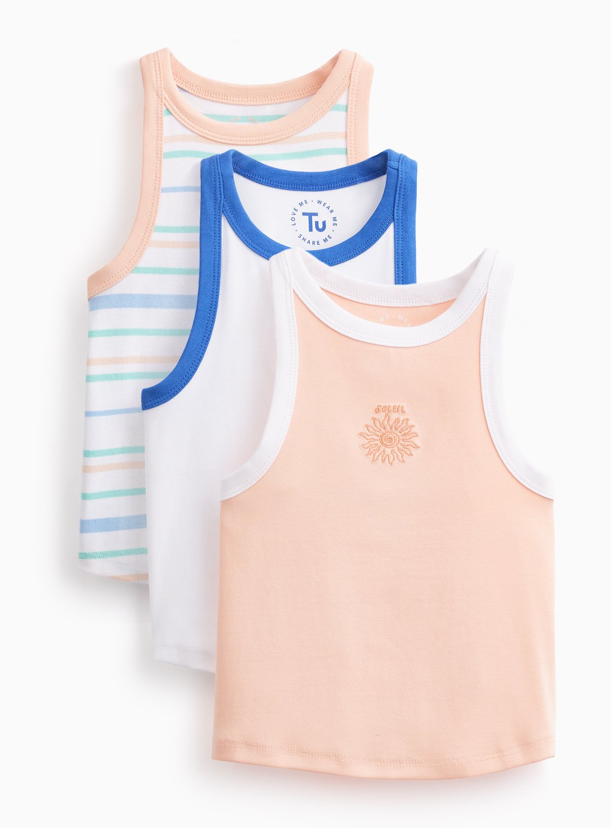 Assorted Print Vests 3 Pack 9 years