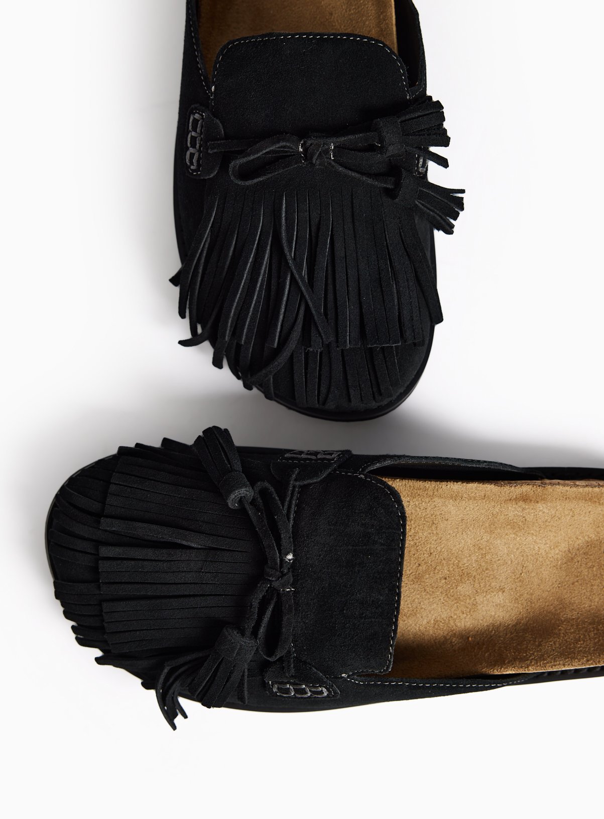 Black Suede Tassel Footbed Mules 6