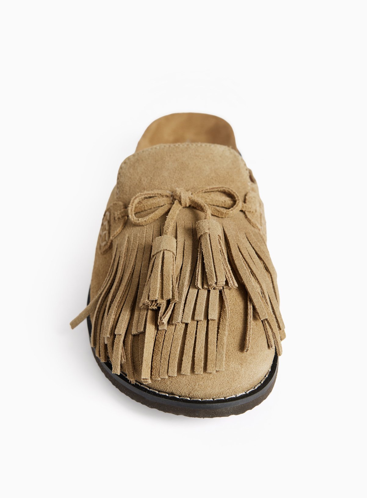 Suede Tassel Footbed Mules 