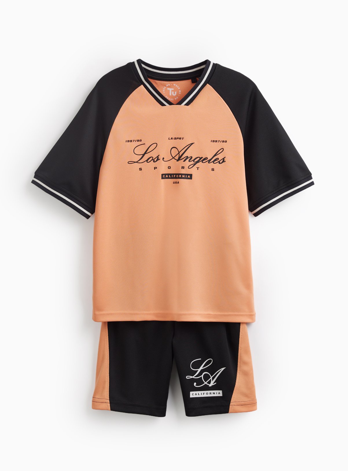 Pink Los Angeles Print Football Style T-Shirt & Shorts Set 8 years