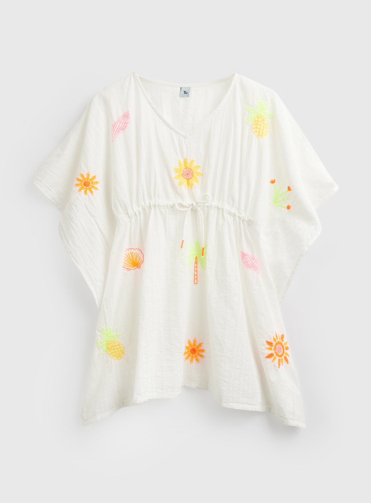 White Beach Print Kaftan