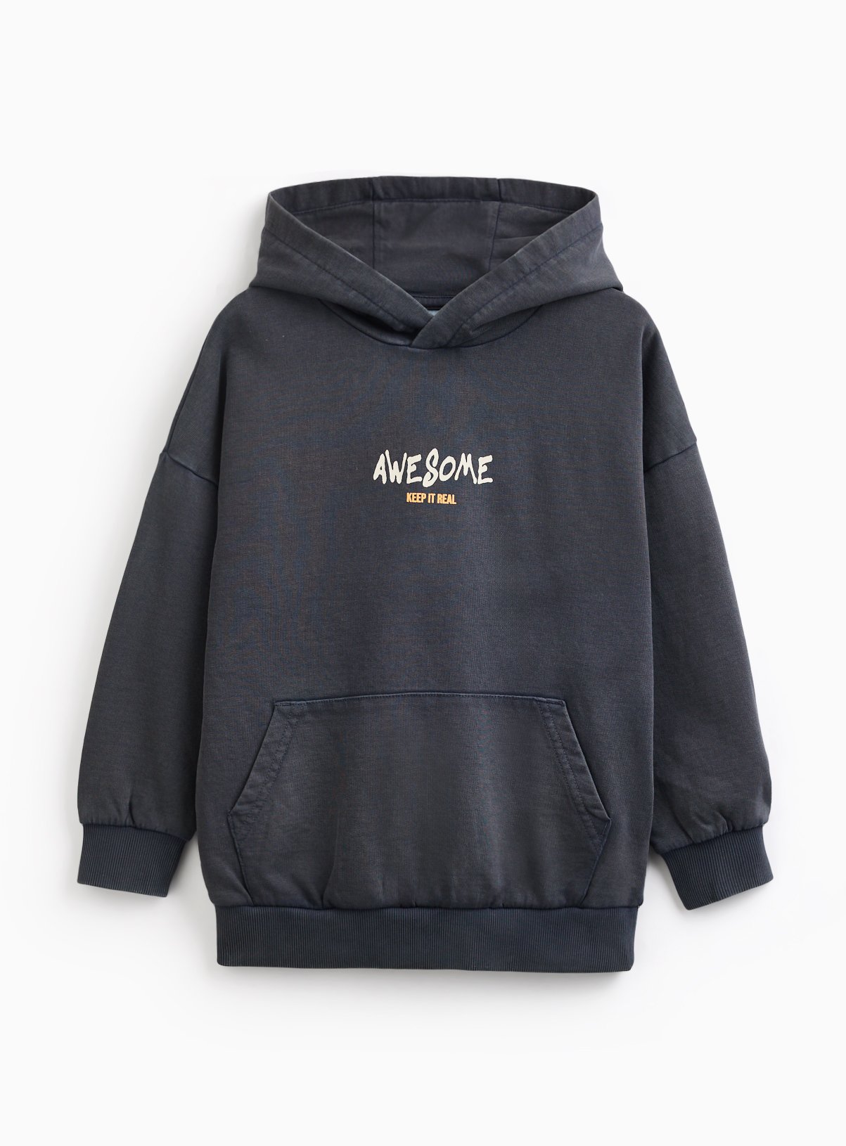 Charcoal Acid Wash Awesome Graphic Print Hoodie 7 years